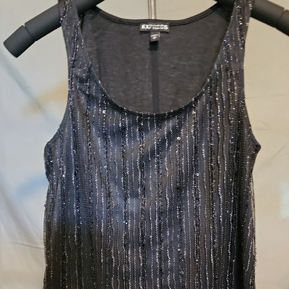 Express Black Sequin Tank Top